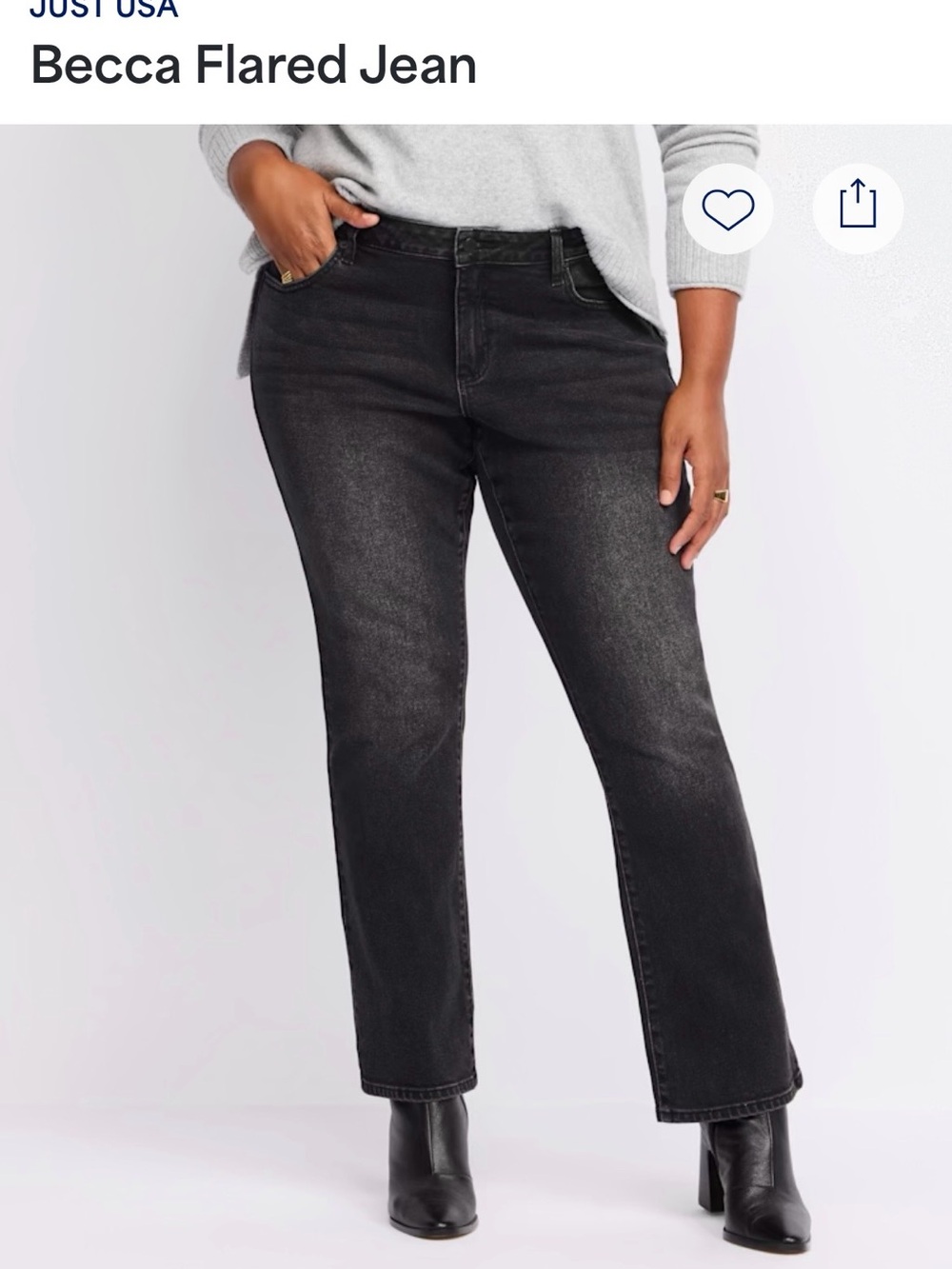 Just USA Becca Flare Jeans - Washed Black